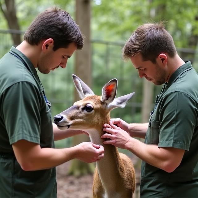 Veterinari al lavoro nel parco faunistico